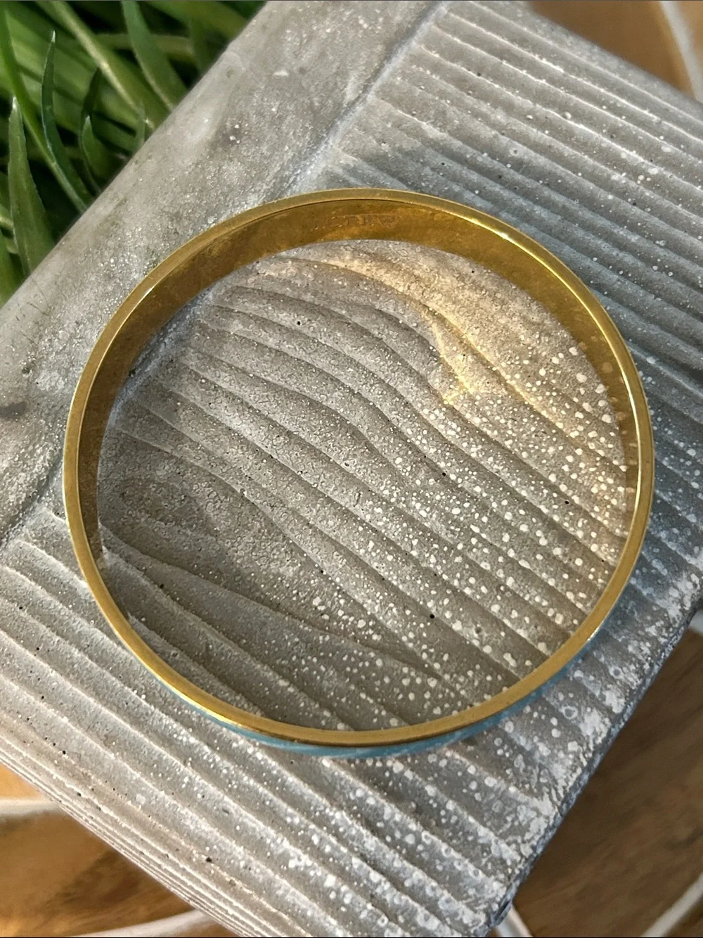 J Crew Gold Tone Bangle Bracelet with Turquoise Enamel